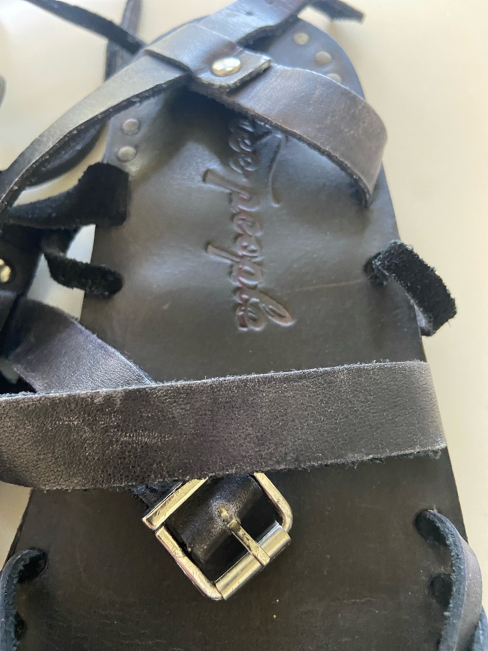 Black Strappy Lace-Up Studded Flat Sandals free people. Never worn perfect - Picture 2 of 13